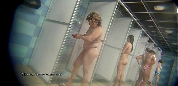  Real public showers with hidden cam set inside